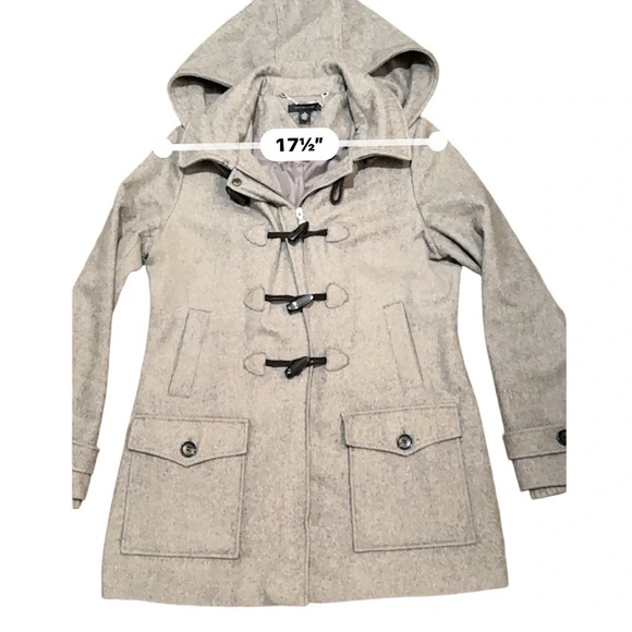 Tommy Hilfiger Women's SZ M Wool Blend Removable Hood  Toggle Coat Grey - Picture 4 of 10
